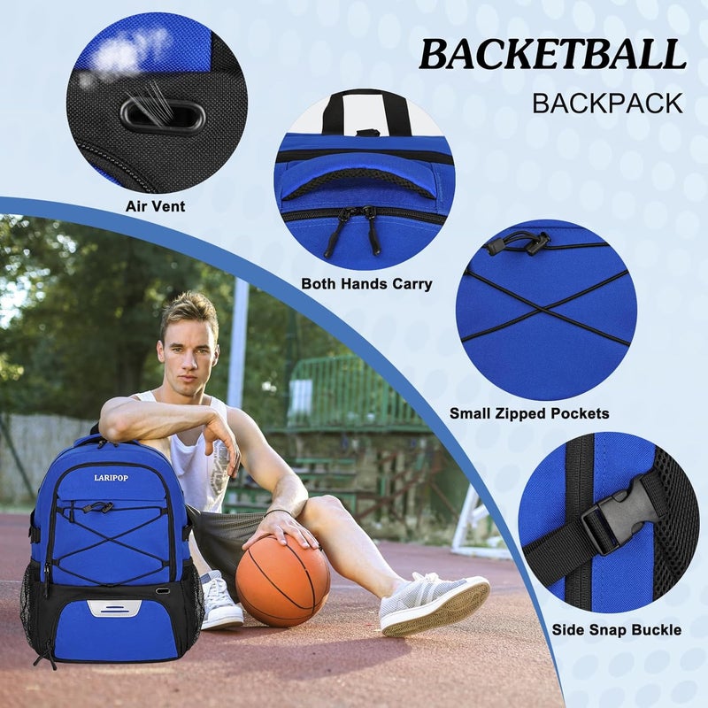 LARIPOP Basketball Backpack, Large Sports Bag with Ball Holder & Shoes Compartment, Basketball Bag for Soccer,Volleyball, - Image 4
